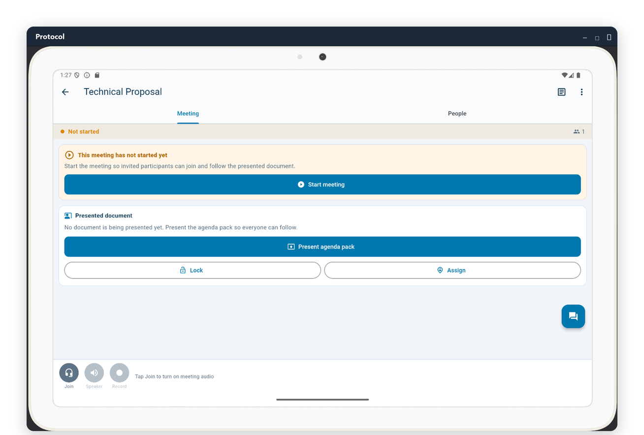 Protocol on the desktop, presenting a document pack
