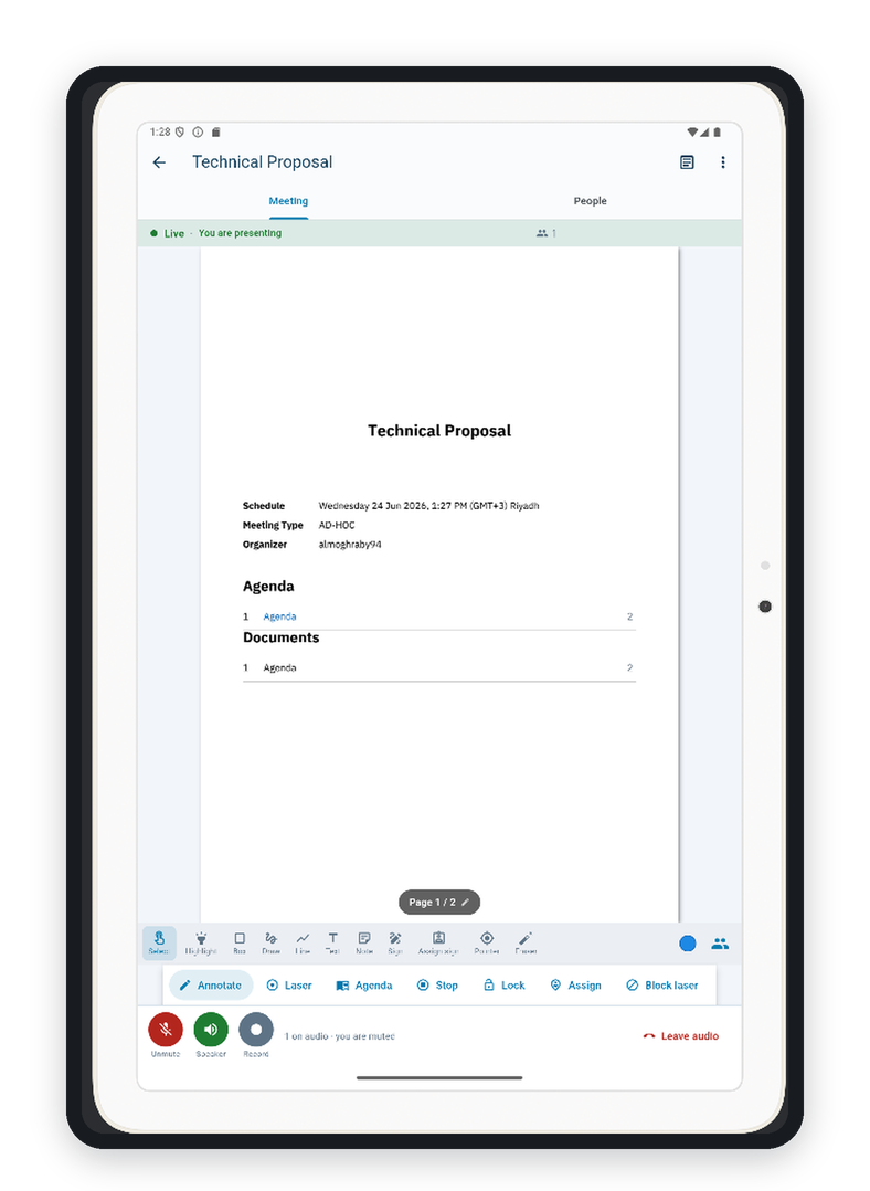 Protocol on a tablet